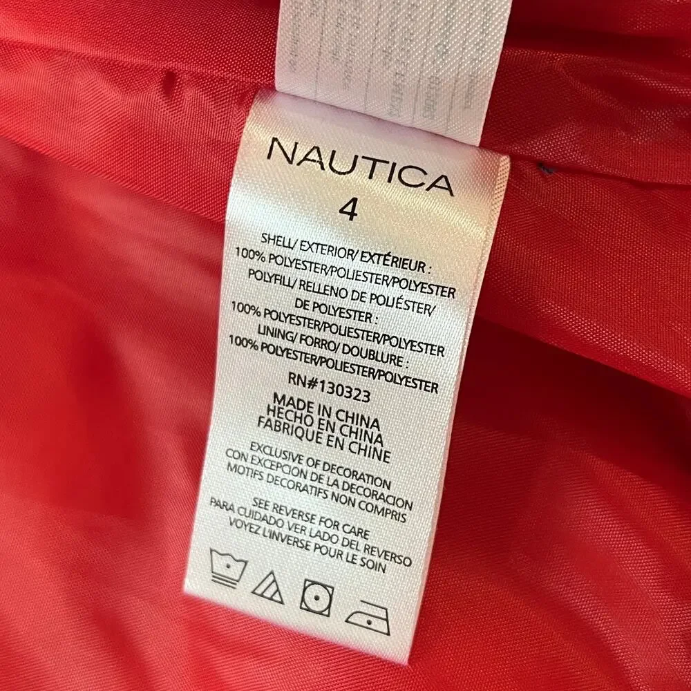 Nautica Boys Navy Red Colorblock Logo Puffer Vest 4